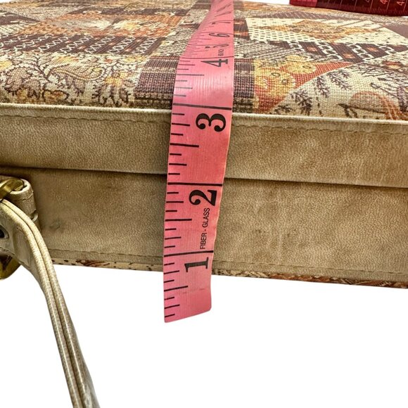 Vintage Patchwork Tapestry Briefcase With Handle Key Lock Keys Included 17x12x3 - Picture 14 of 14